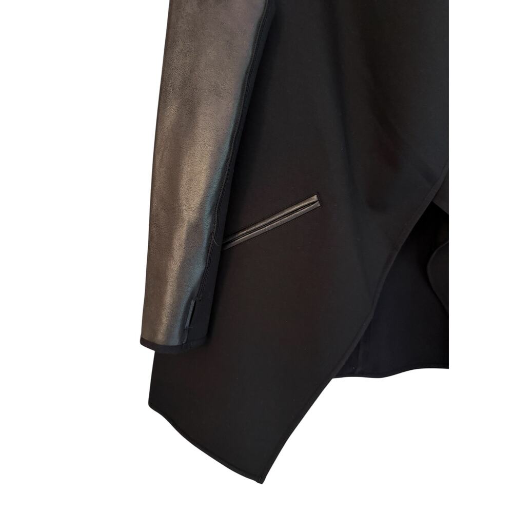 Spanx Drape Front Convertible Jacket Faux Leather Knit Blazer Black L - Picture 8 of 10